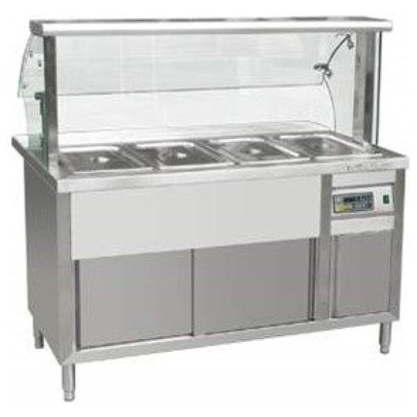 HHBW-180 || BAIN MARIE 5 GN X 1/1, WITH SNEEZE GUARD AND TRAY SLIDER